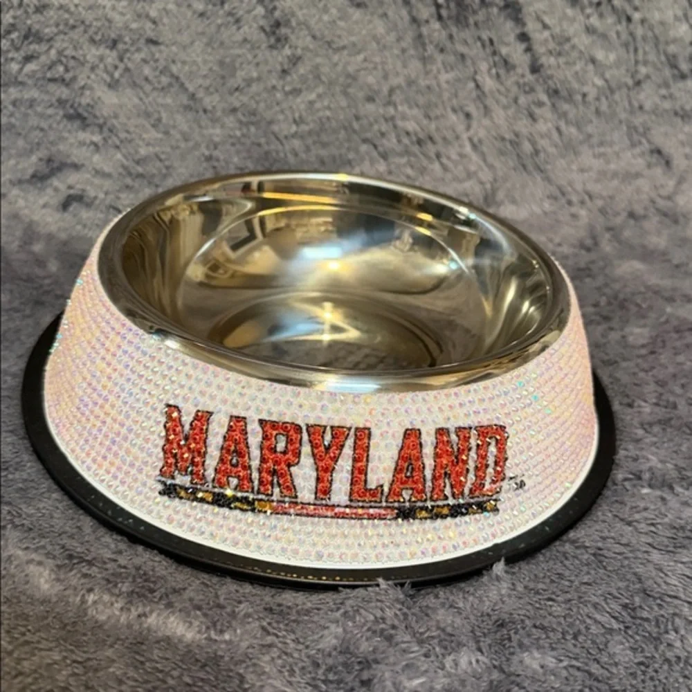 University of Maryland bling dog or cat bowl New